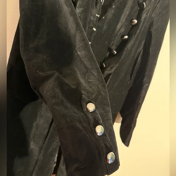 Newport News Black Velvet Trench Coat - Picture 5 of 6